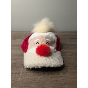 Holiday Time Santa Claus Face Sherpa Fleece Hat w/Pom‎ Christmas Adjustable NWT